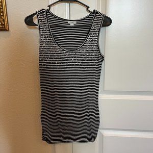 Cache Striped Tank Top with Rhinestones Size S